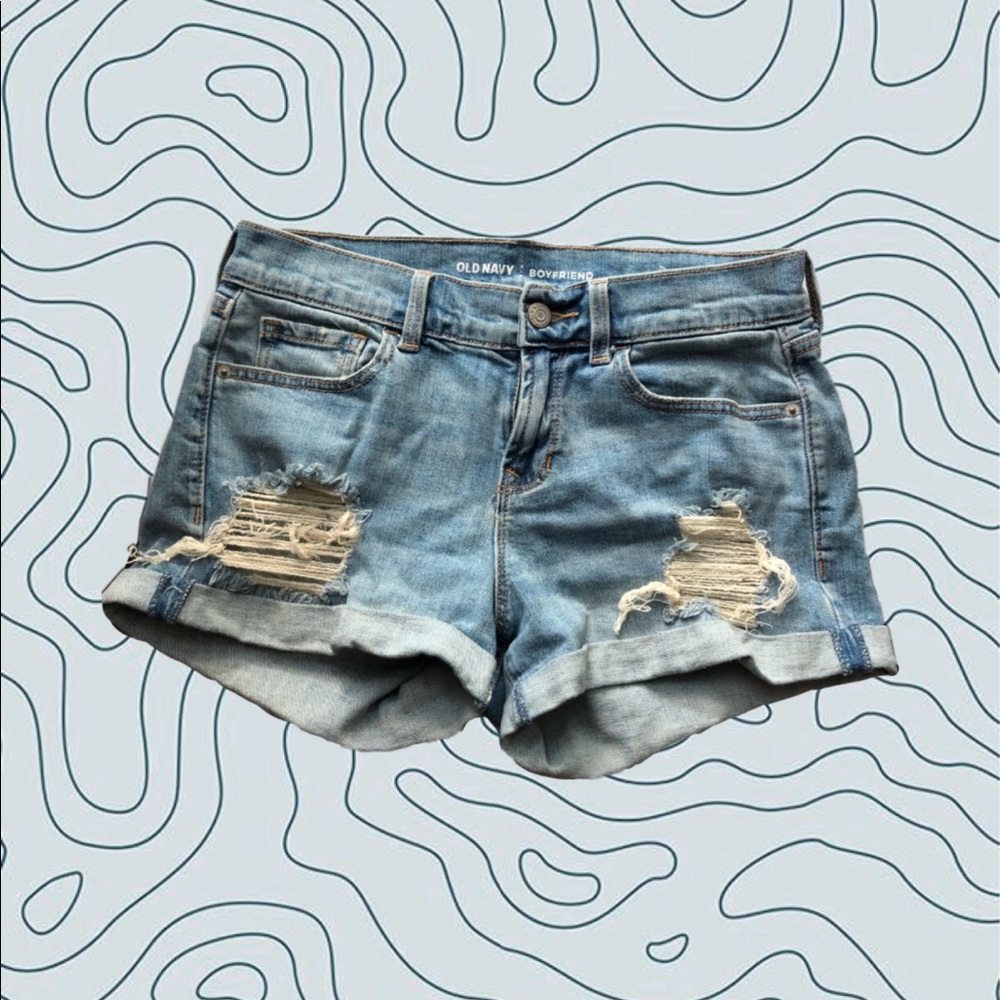 old navy cuffed light wash shorts